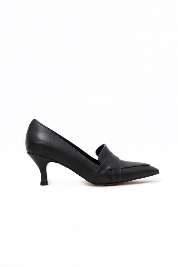 Siyah Alçak Topuklu Kadın Ayakkabı Sivri 98