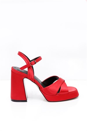 Kırmızı sultan Kalın Topuk Platform Kadın Sandalet 1210