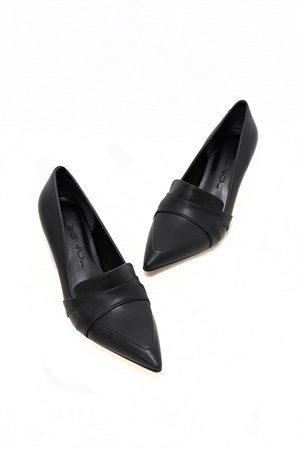 Siyah Alçak Topuklu Kadın Ayakkabı Sivri 98
