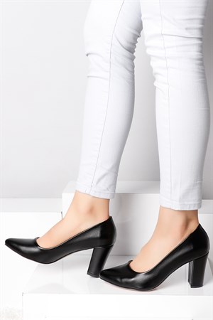 Siyah şanel Kalın Topuklu Kadın Ayakkabı 073