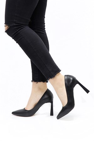 Siyah Yüksek Topuklu Stiletto Kadın Ayakkabı 970