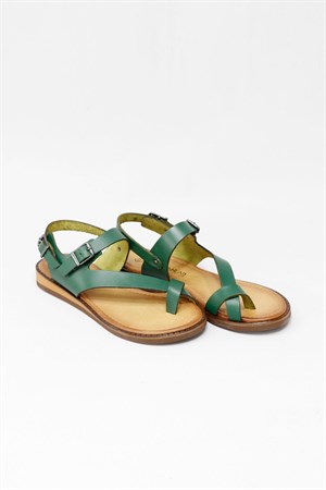 Yeşil Hakiki Deri Parmak Arası Kadın Sandalet 2101